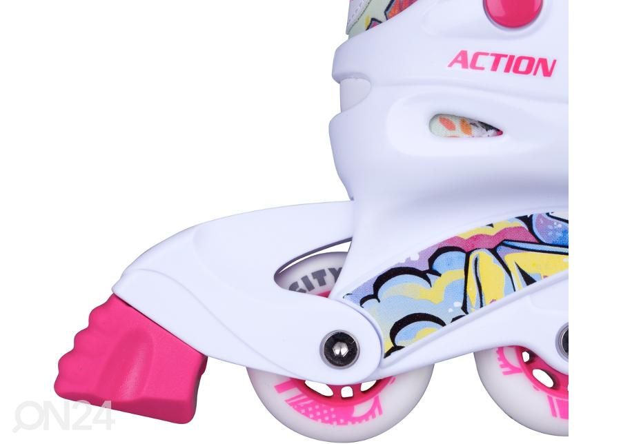 Детские роликовые коньки с регулируемыми мигающими колесами Action Doly green размер XS (26-29) увеличить