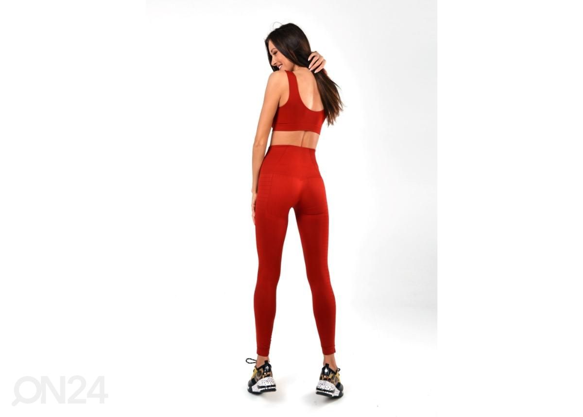 Женские длинные тренировочные рейтузы Boco Wear Red Plain Push Up красный XS / S увеличить