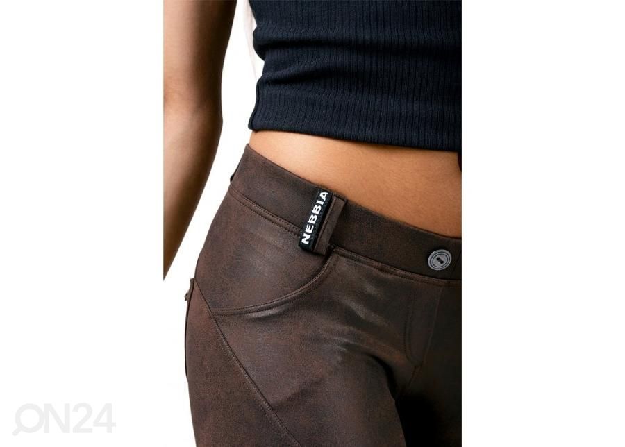 Женские повседневные рейтузы Nebbia Leather Look Bubble Butt 538 коричневые размер M увеличить
