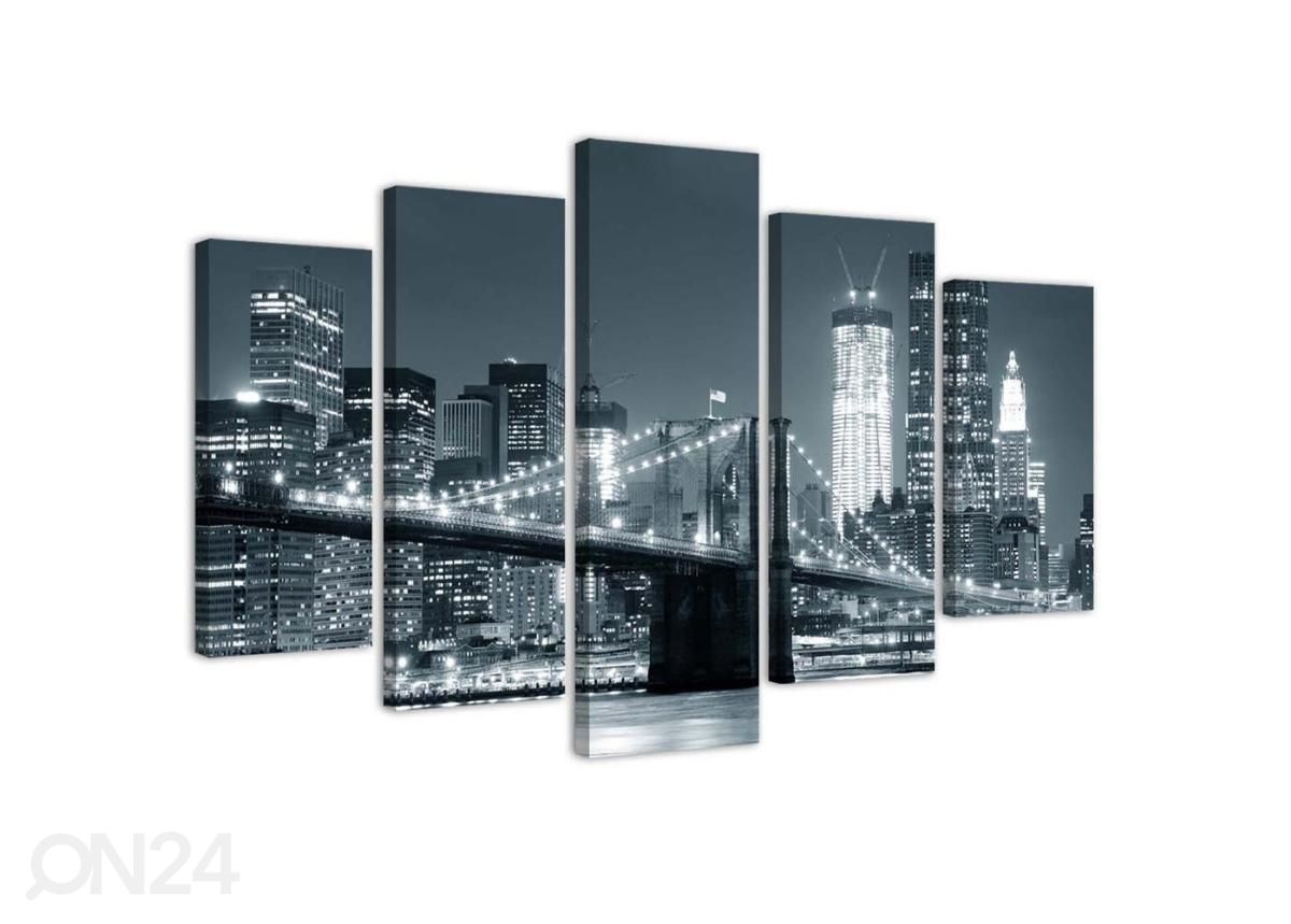 Картина из 5-частей Black and white Brooklyn Bridge 200x100 см увеличить