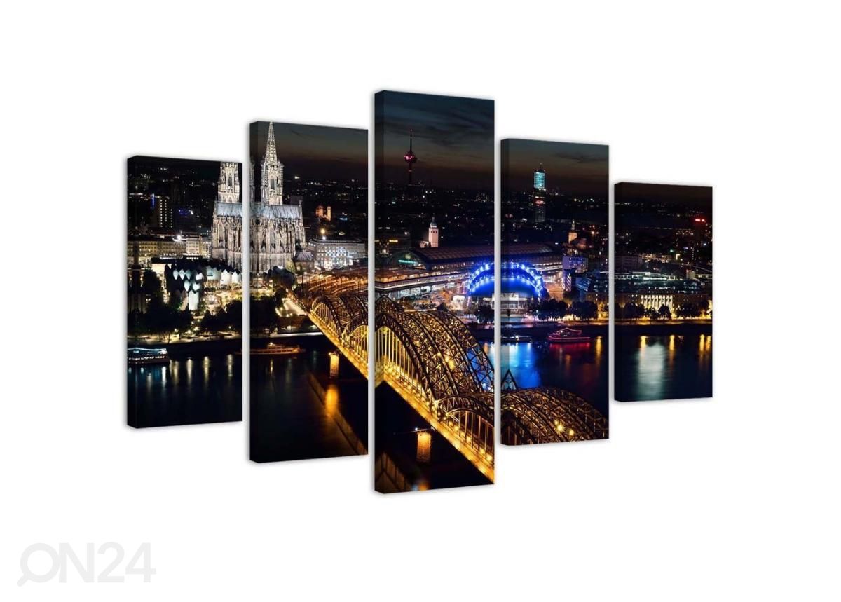 Картина из 5-частей Cologne Cathedral and bridge 200x100 см увеличить