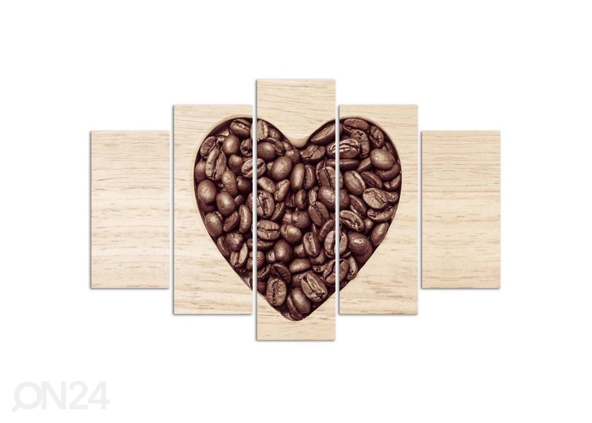 Картина из 5-частей Heart of Coffee Beans 100x70 см увеличить