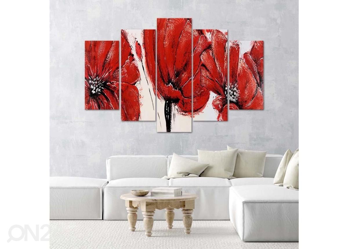 Картина из 5-частей Red Flowers 100x70 см увеличить