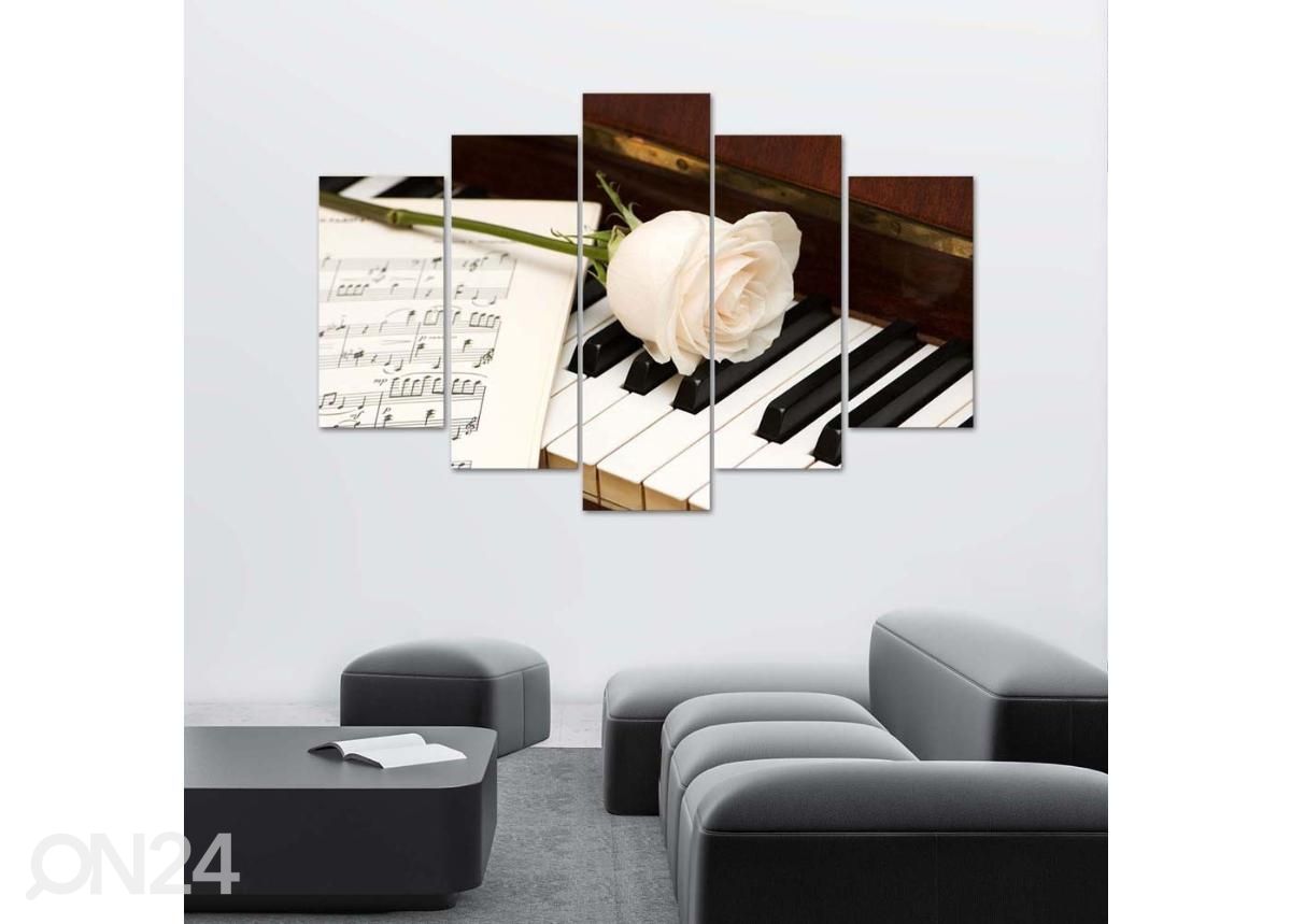Картина из 5-частей Rose on Piano 100x70 см увеличить