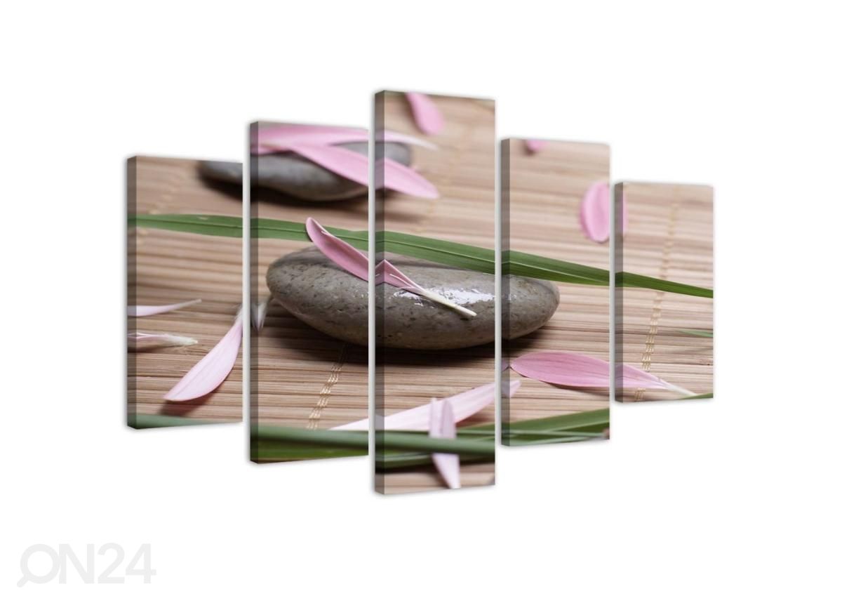 Картина из 5-частей Zen stone with flower petals 100x70 см увеличить