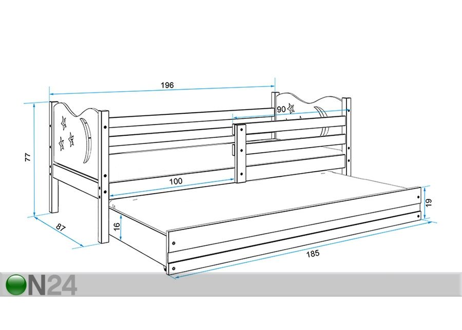 Комплект 2-местной детской кровати 80x190 cm увеличить