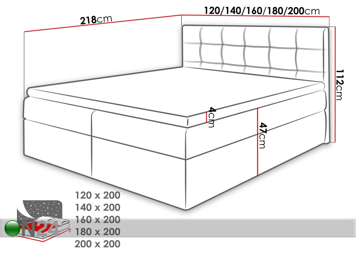 Континентальная кровать с ящиком 120x200 cm увеличить