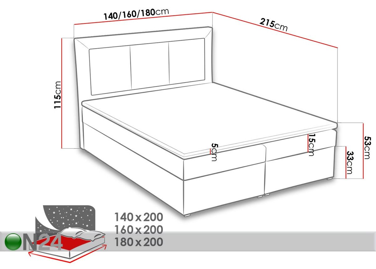 Континентальная кровать с ящиком 140x200 cm увеличить