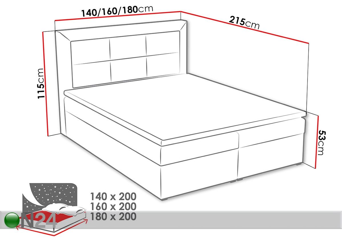 Континентальная кровать с ящиком 180x200 cm увеличить