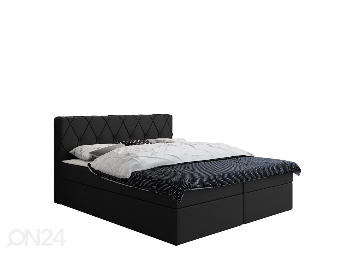 Континентальная кровать, чёрный кожзаменитель 140x200 cm увеличить