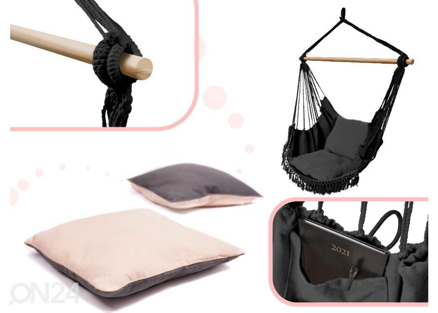 Кресло-гамак с подушками черного цвета увеличить