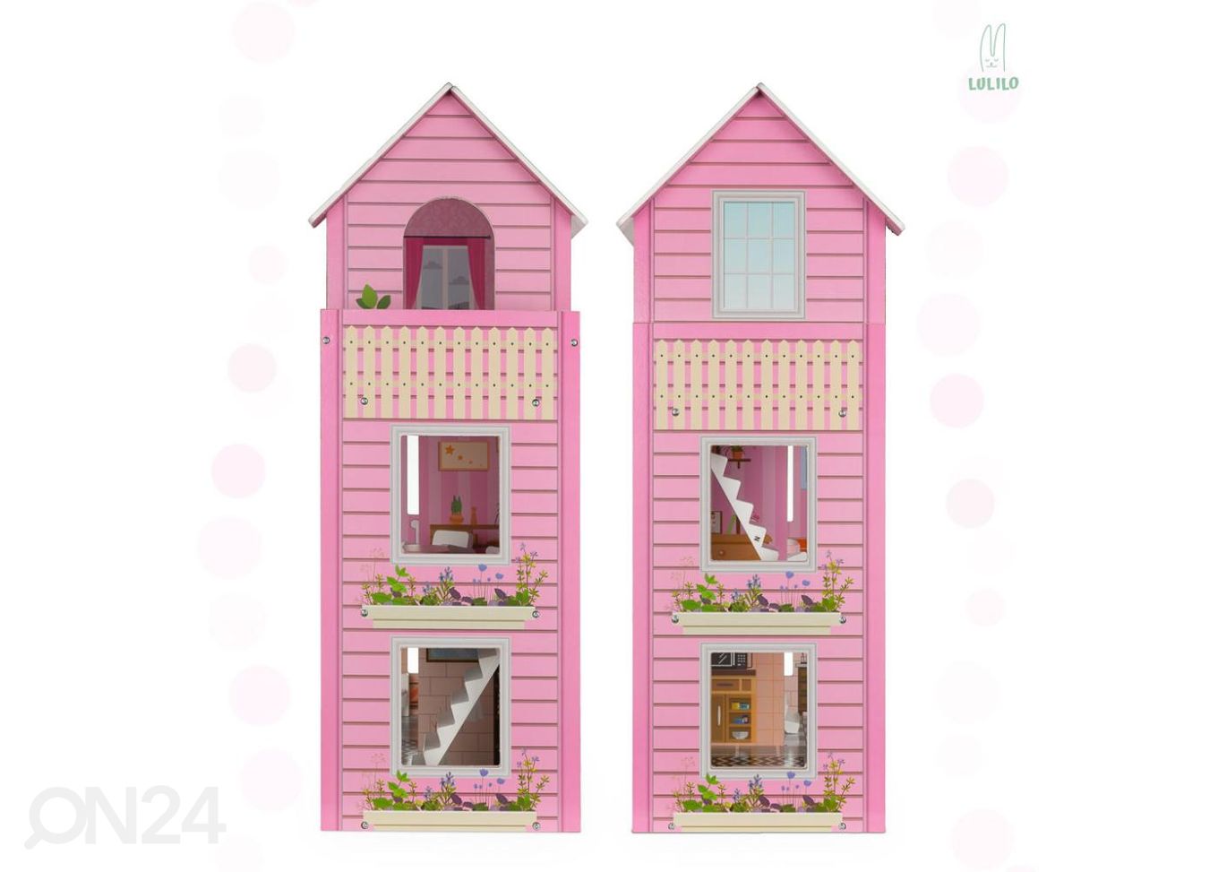 Кукольный домик + розовая мебель 70 см увеличить