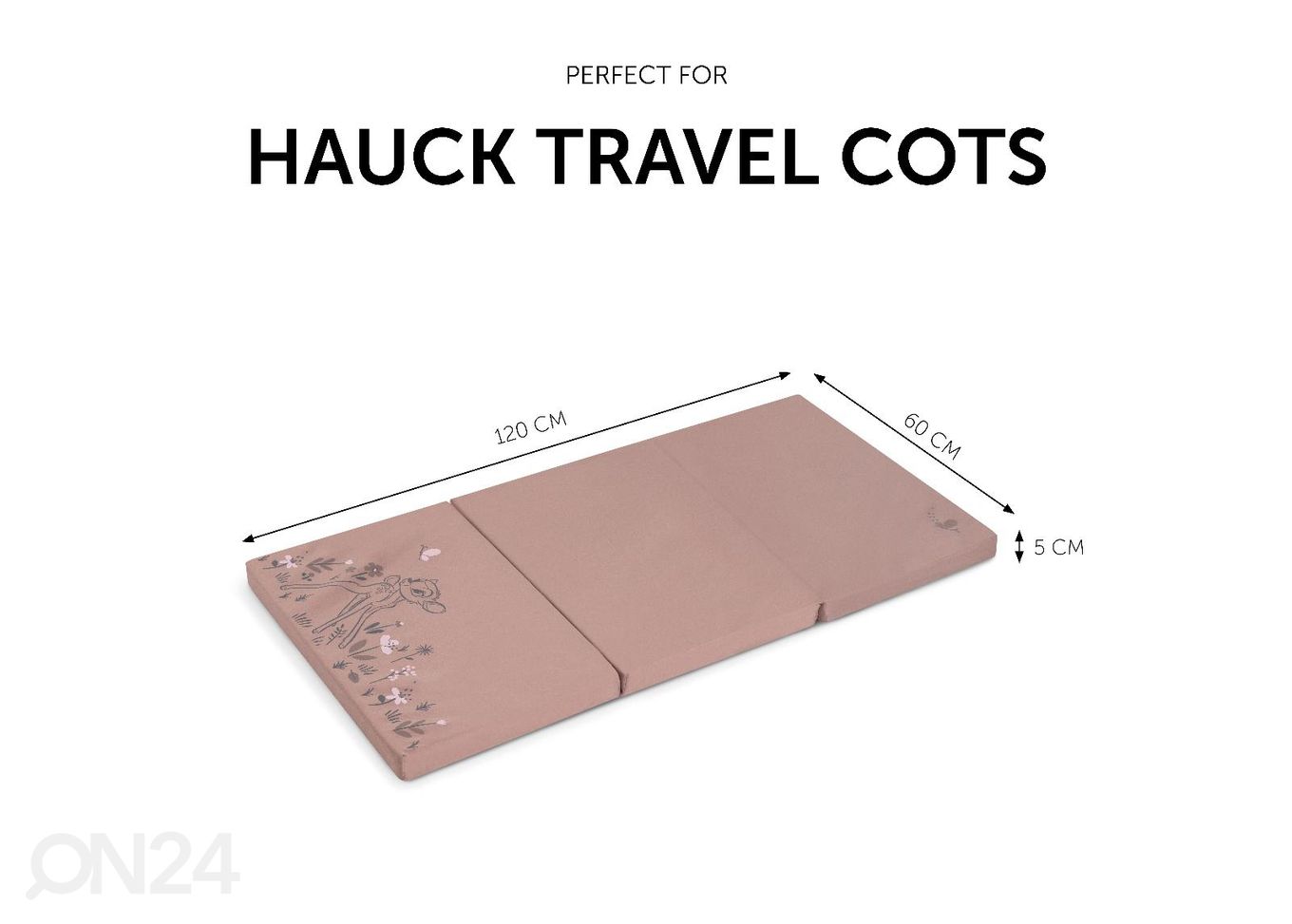 Матрас для дорожной кроватки 60x120 cm Hauck Sleeper Bambi розовый увеличить