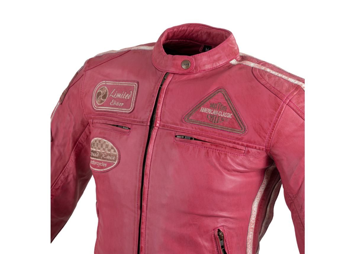 Мотоциклетная куртка женская кожаная W-TEC Sheawen розовая увеличить