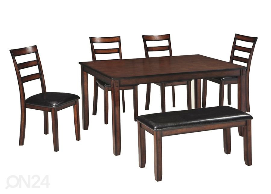 Обеденный стол 153x92 см + 4 стула и скамья увеличить