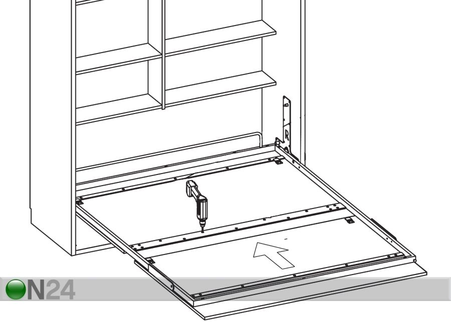 Откидная кровать-шкаф 135x190 cm, вертикальная с верхними шкафами увеличить