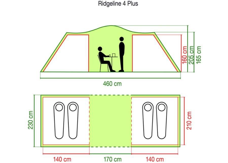 Палатка с двумя спальными местами для четырех человек Coleman Ridgeline 4 Plus увеличить