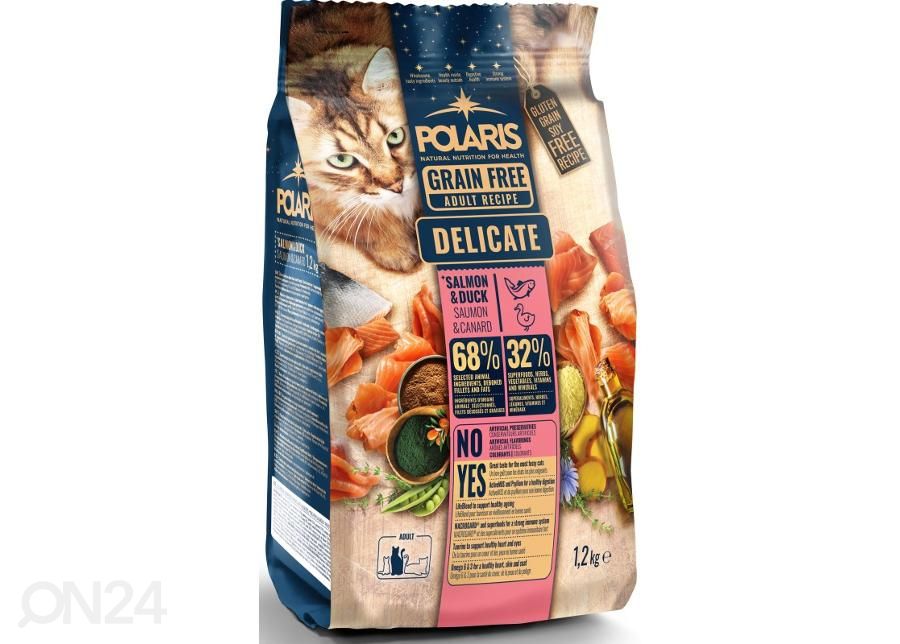 Полнорационный корм для взрослых кошек со свежей уткой и лососем без злаков 1, 2 кг увеличить