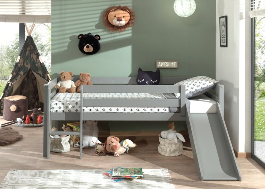 Полувысокая детская кровать Pino 90x200 cm, серый увеличить