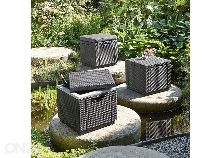 Садовый ящик для хранения Cube с подушкой для сиденья, графит увеличить