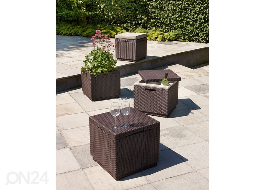 Садовый ящик для хранения Cube с подушкой для сиденья, коричневый увеличить