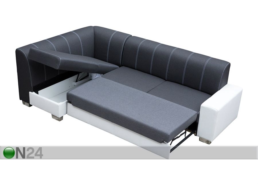 Угловой диван-кровать с ящиком + пуф увеличить