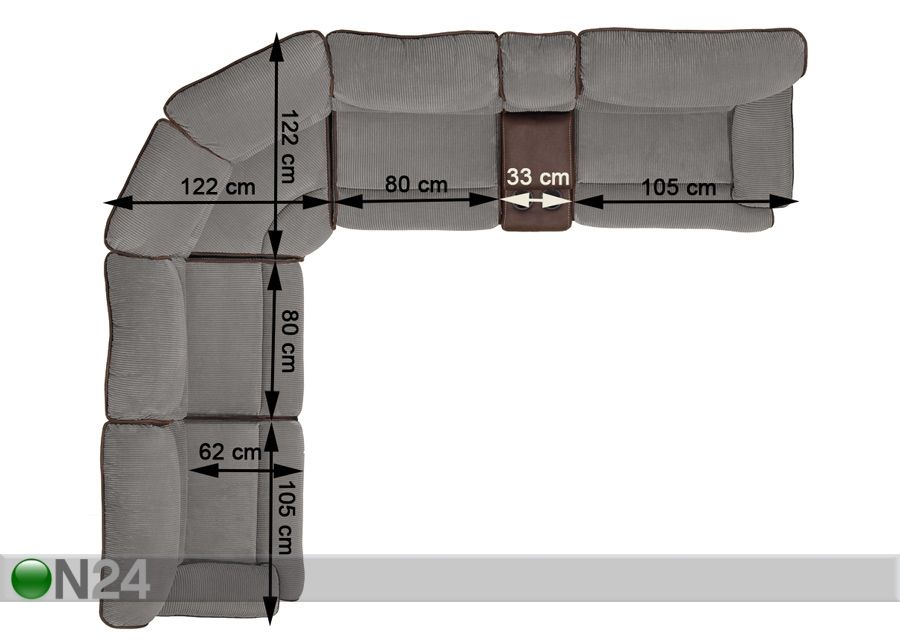 Угловой диван Relax5, каштаново-коричневый/серый увеличить