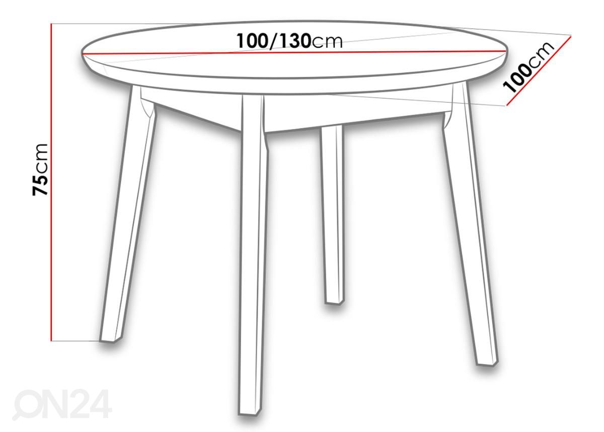 Удлиняющийся обеденный стол 100-130x100 см + 4 стула увеличить