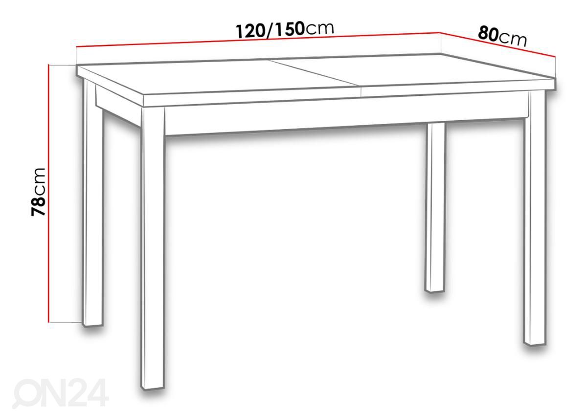 Удлиняющийся обеденный стол 80x120-150 см + 6 стульев увеличить