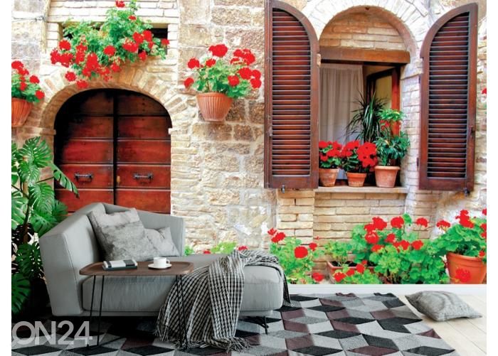 Флизелиновые фотообои Italian House with Colorful Potted Flowers 368x254 см увеличить