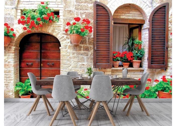 Флизелиновые фотообои Italian House with Colorful Potted Flowers 368x254 см увеличить