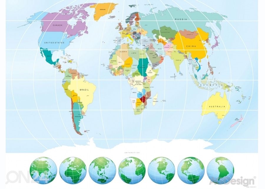 Флизелиновые фотообои World map 3 360x270 см увеличить