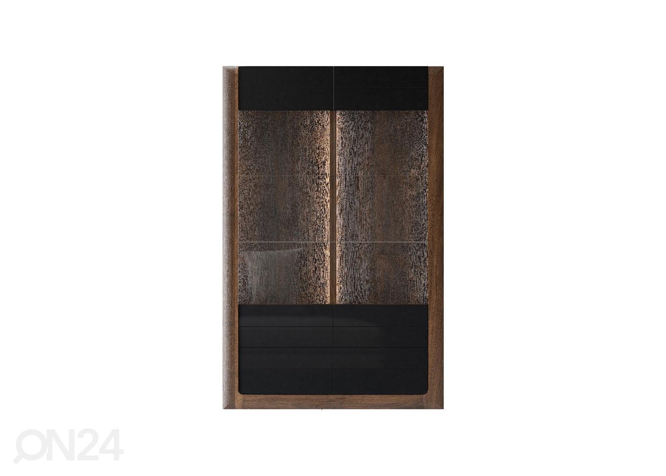 Шкаф-витрина Cassandra 129 cm, орех/черный глянцевый увеличить