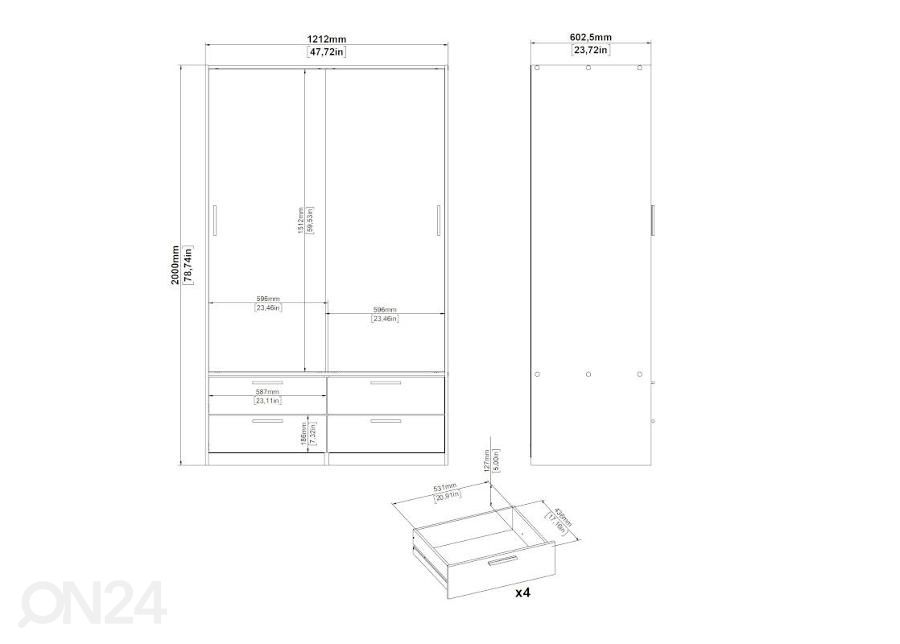 Шкаф-купе Line 121 cm, белый увеличить