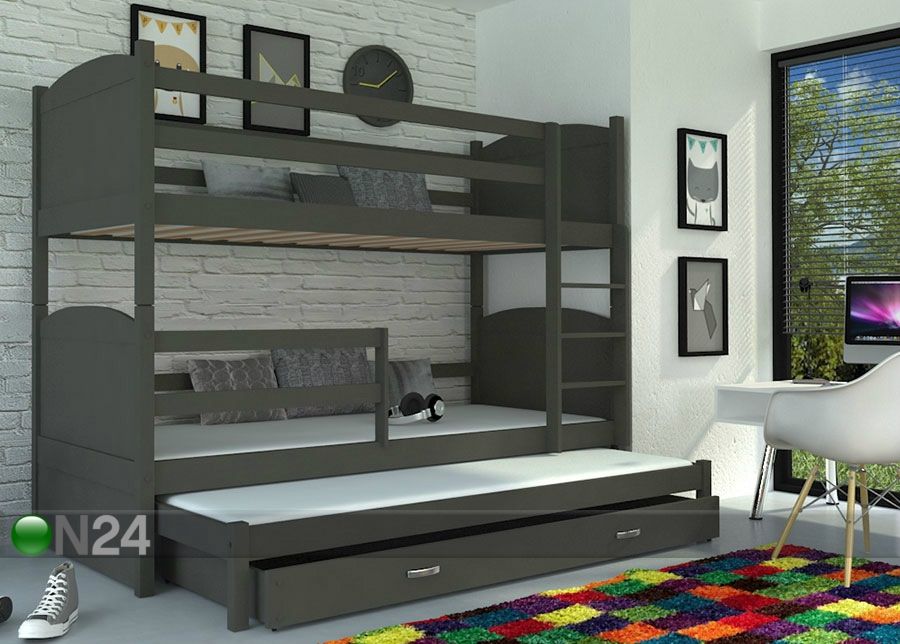 3-местная двухъярусная кровать 80x184 cm + матрасы увеличить
