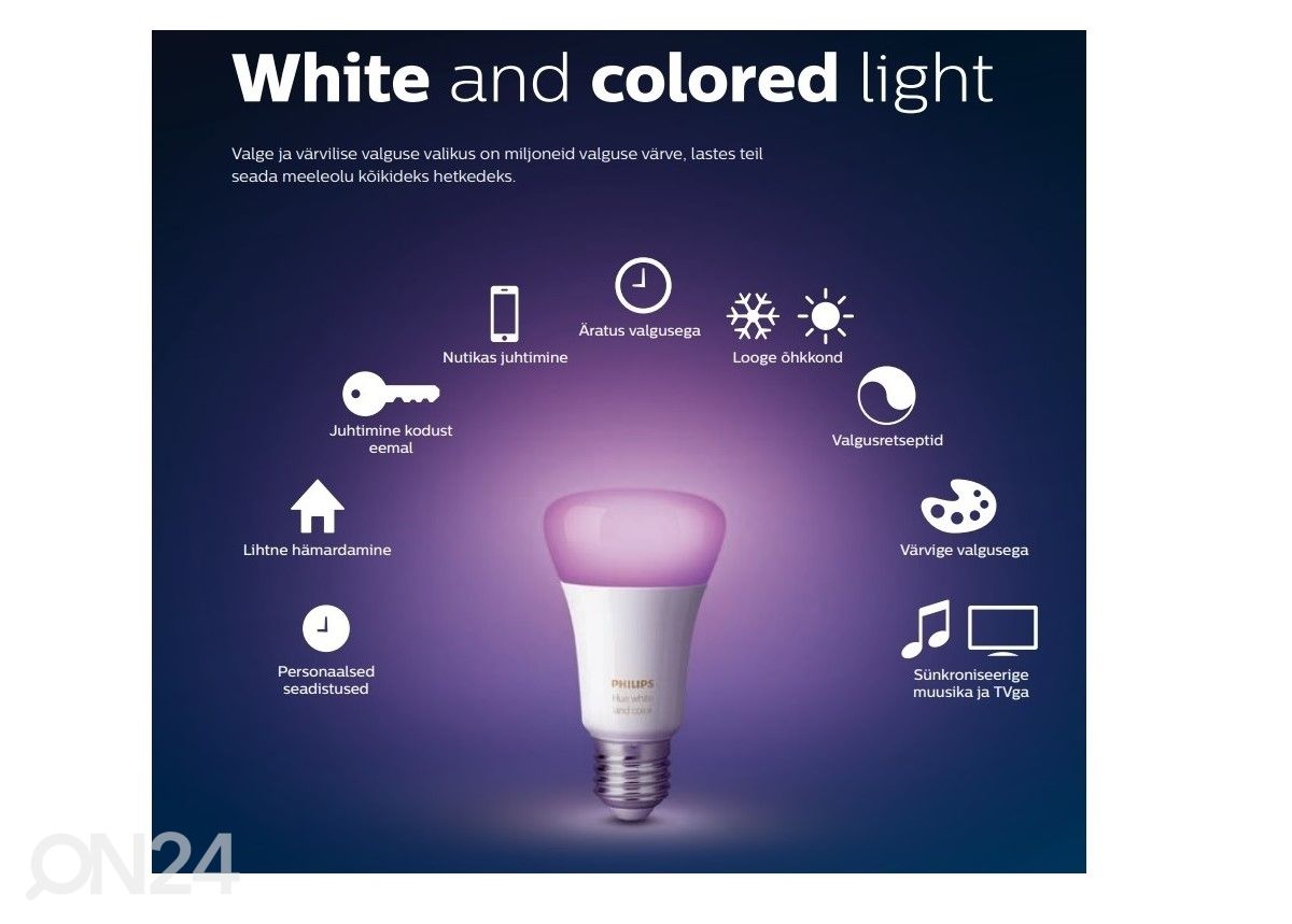 Hue White and Color ambiance лампочка E27 9W 1100lm A60 увеличить
