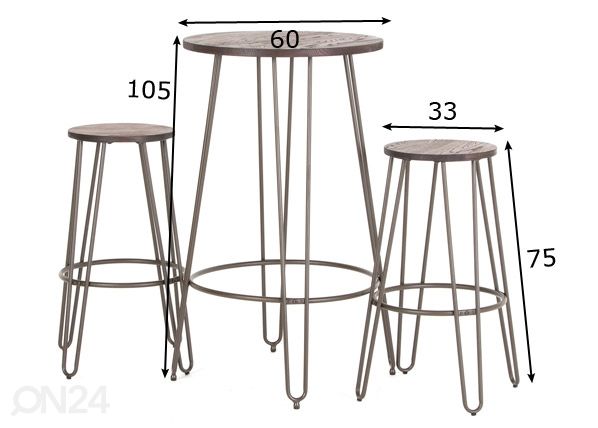 Барный стол + 2 стула размеры
