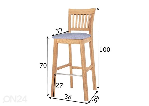 Барный стул из массива дуба размеры