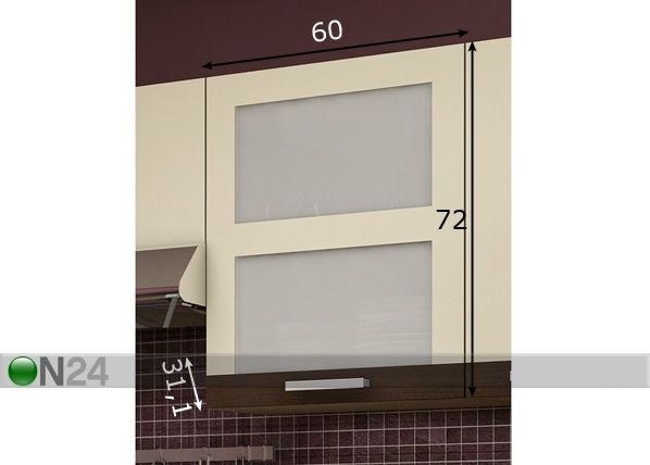 Верхний кухонный шкаф со стеклянной дверью 60 cm размеры