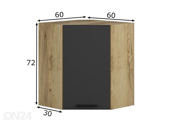 Верхний угловой шкаф 60x60 cm размеры