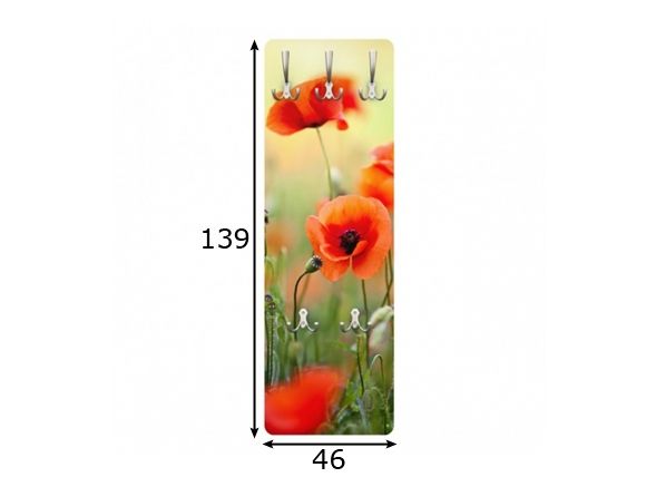 Вешалка настенная Red Summer Poppy 139x46 cm размеры