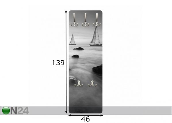 Вешалка настенная Sailboats in the ocean II, 139x46 cm размеры
