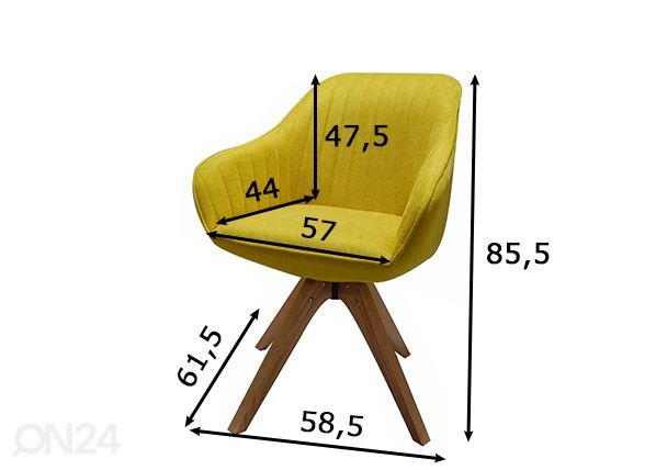 Вращаемый обеденный стул на 360°, горчично-желтый размеры