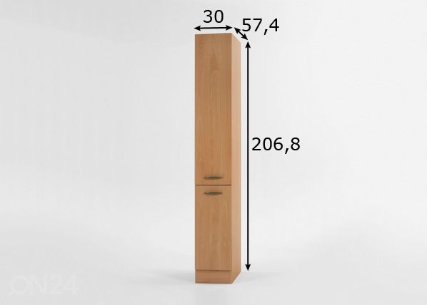 Выдвижной высокий кухонный шкаф Klassik 60 размеры
