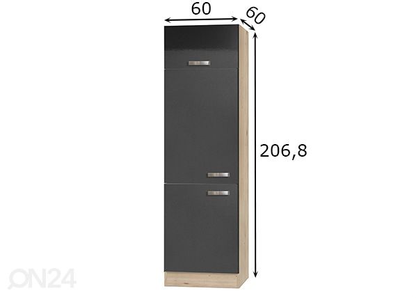 Высокий кухонный шкаф Udine 60 cm размеры