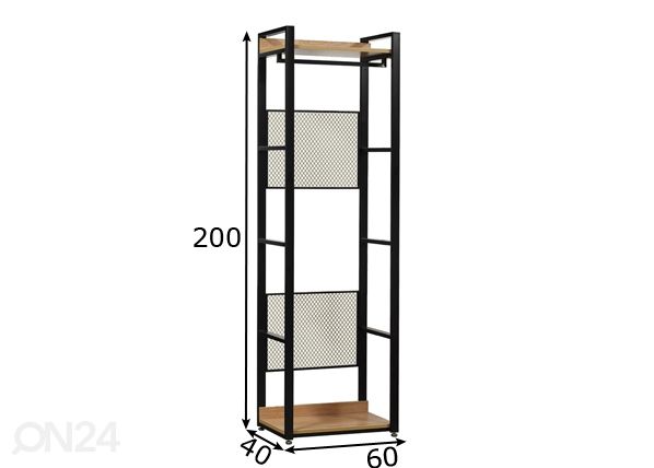 Гардеробная система (2 полки+ 2 штанги) 60x200 cm размеры