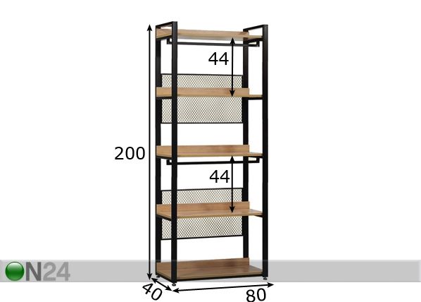 Гардеробная система (5 полок + 2 штанги) 80x200 cm размеры