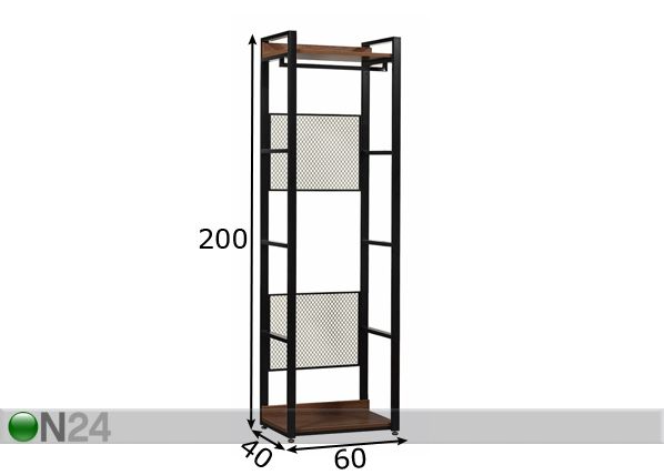 Гардеробная система 60x200 cm (2 полки+ 2 штанги) размеры