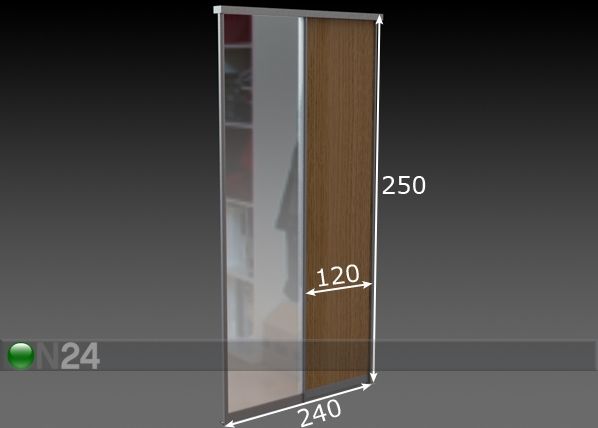 Двери-купе Prestige, 1 зеркало и 1 меламиновая дверь 240x250 cm размеры