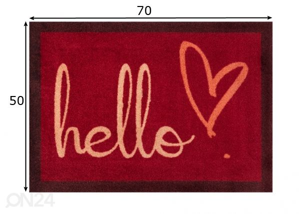 Дверной коврик Hello Heart 50x70 см размеры